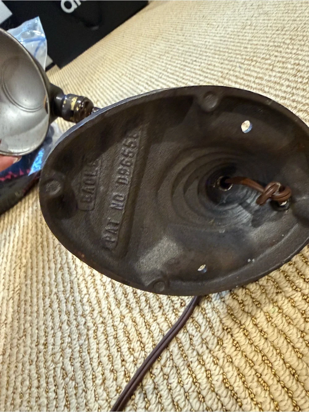 Vintage Industrial Gooseneck Desk Lamp with Cast Metal Base, likely Art Deco